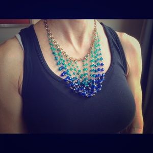 Waterfall Bead Necklace Gold Tone